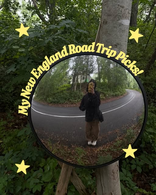 Woodland mirror photo titled My New England Road Trip Pics with yellow stars