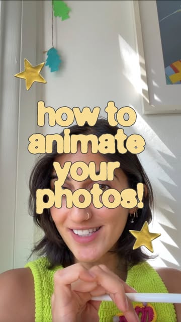 Sabina with how to animate your photos text and yellow stars